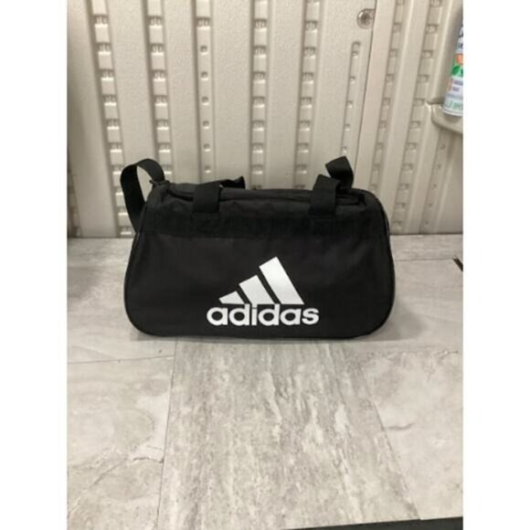 Goth y2k indie normcore gorpcore fisherman Adidas Duffle Bag Black with White - Picture 4 of 7
